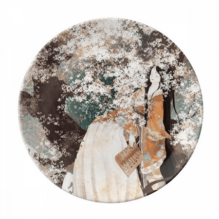 

Woman Chinese Classical Style Illustrator Plate Decorative Porcelain Salver Tableware Dinner Dish