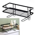 thumbnail image 3 of Estante para inodoro engrosamiento impermeable gran capacidad instalación sin clavos hierro sobre inodoro organizador de baño de una sola capa negro, 3 of 8