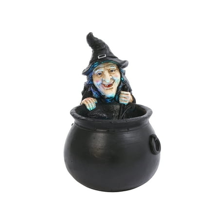 - Gerson Color Changing Illuminated Smoking Polyresin Witch with Cauldron