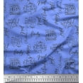 thumbnail image 1 of Soimoi Blue Silk Fabric Merry Christmas Text Print Sewing Fabric Yard 42 Inch Wide, 1 of 5
