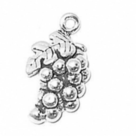 Sterling Silver 30" .8mm Box Chain 3D Cluster Of Grapes Pendant Necklace Leaf Detail