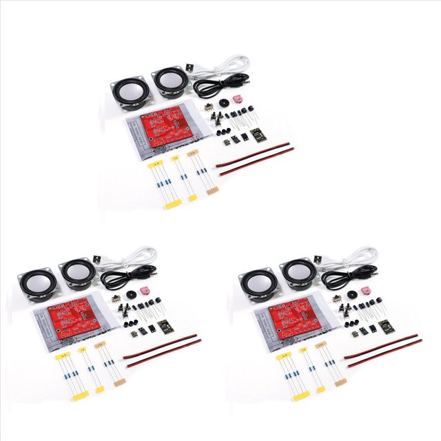 3X Kit de Altavoz Bluetooth DIY, Miniamplificador de Sonido Estéreo Doméstico USB, Kits Electrónicos DIY para Práctica de Soldadura Sin Carcasa