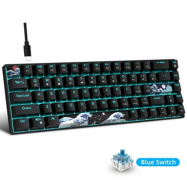 YOKEYS 60% Wired Mechanical Gaming Keyboard, LED Backlit 61 Keys Small Wired Office Keyboard for Windows Laptop PC Mac