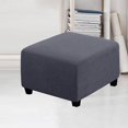 thumbnail image 2 of Square stool cover (dark gray) with elastic bottom, washable pouf cover, 2 of 5