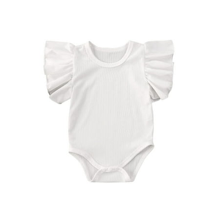 

Kuriozud Newborn Baby Girl Basic Ruffle Sleeve Romper Clothes