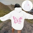 thumbnail image 2 of Womens Oversized Hooded Sweatshirt Pink Ribbon Graphic Long Sleeve Cancer Awareness Hoodies Fall Fashion Tops 2025, 2 of 5