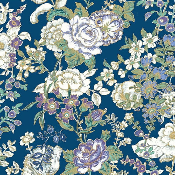 A-Street Prints Ainsley Indigo Boho Floral Wallpaper, 20.5-in by 33-ft, 56.38 sq. ft