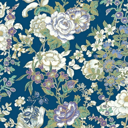 A-Street Prints Ainsley Indigo Boho Floral Wallpaper, 20.5-in by 33-ft, 56.38 sq. ft