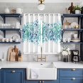 thumbnail image 2 of Teal Blue Eucalyptus Leaves Kitchen Curtains 84 Inch Length, Spring Summer Botanical Floral Grommet Top Bedroom Living Room Curtains, Light Filtering Cafe Curtain Drapes 2 Panels Set 104''x84'', 2 of 9