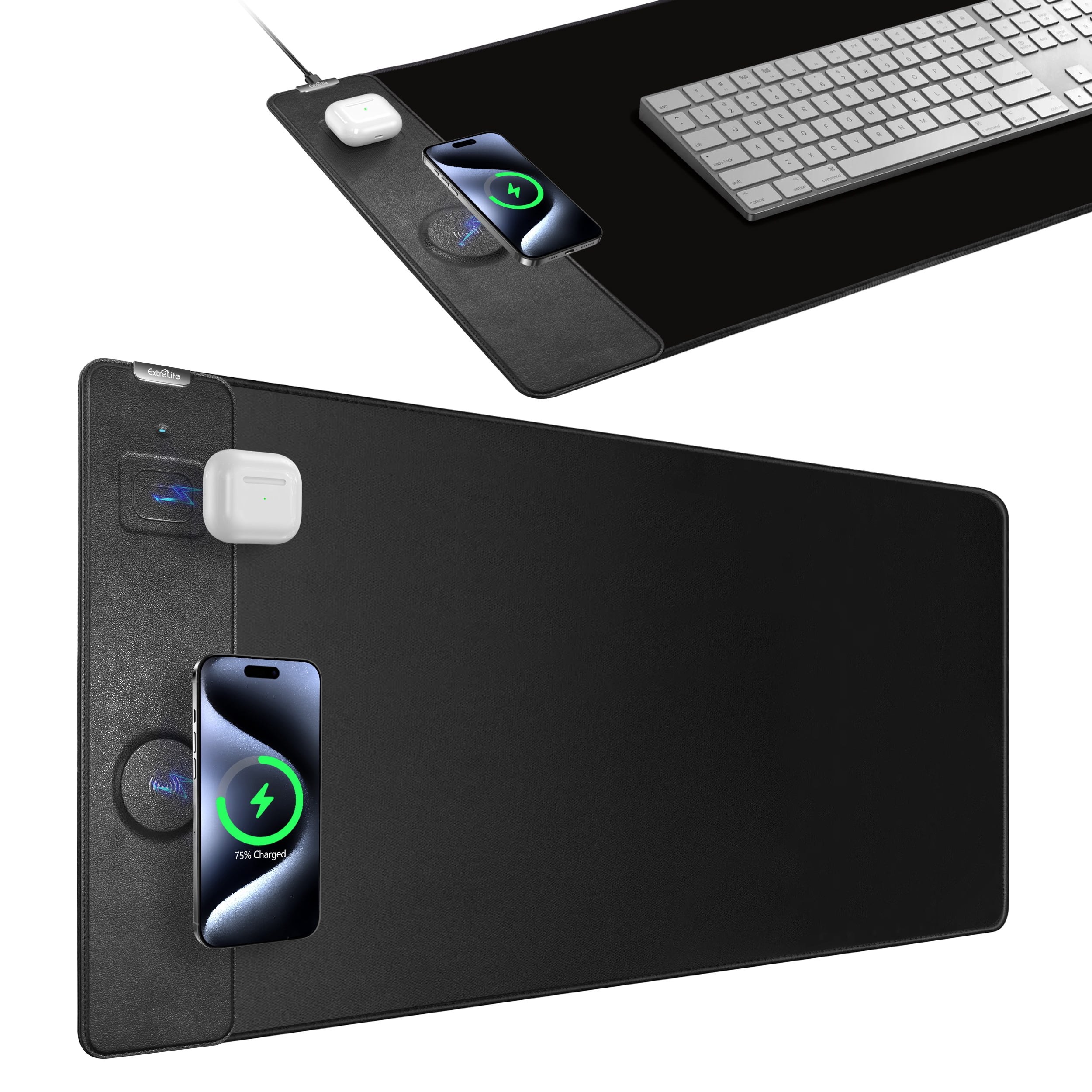 Extrelife RGB Gaming Mouse Pad with Magnetic Wireless Charger, Large Mouse Mat with 15W Fast Charging for Home, Office, School