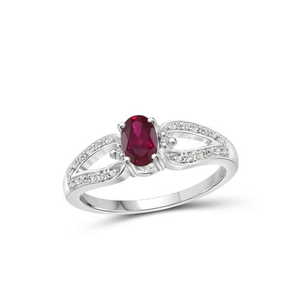 African Ruby Ring - 0.48 Carat T.G.W. Ruby Gemstone and Accent White Diamond Women's Ring