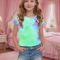 thumbnail image 2 of THDHVS Girls Shirts,Girls Short Sleeve Tops,Summer Print Fashion Girl's Round Neck Short Sleeve School Blouse Green 5-6 Years, 2 of 7