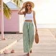 thumbnail image 5 of VV AVEORS Women'S Palazzo Pants 2026 Summer Striped Satin Wide Leg High Waisted Flowy Casual Lounge Sweatpants Pockets Green S, 5 of 8