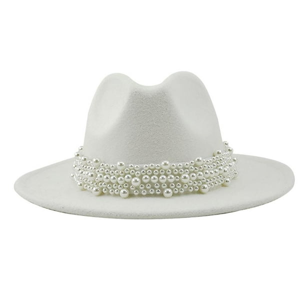 Sombrero Fedora de Cachemira para Mujer Sunnimix Blanco