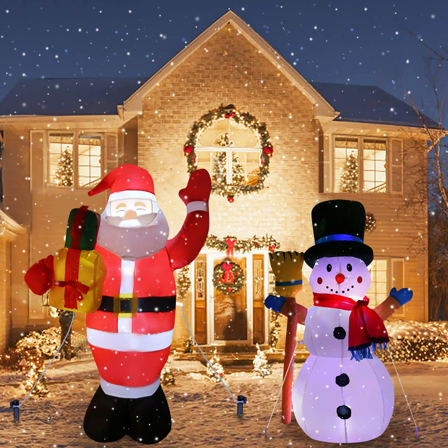 Homore Christmas Inflatables Snowman Outdoor Yard Decorations 