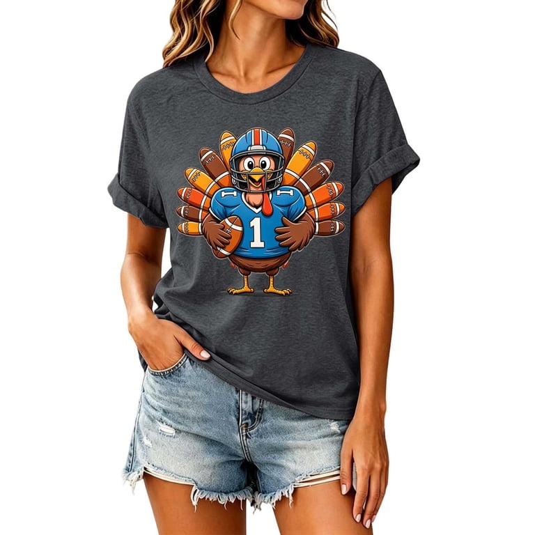 Glisme T Shirts For Womens Round Neck Cartoon Pattern Tops Short Sleeve ...
