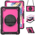 thumbnail image 1 of XYX For Samsung Galaxy Tab A8 Case 10.5 inch, 360 Rotating Shockproof Cover with Stand, Screen Protector, Shoulder Strap (2022, SM-X200/X205/X207), Rose PC, 1 of 7