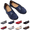 Blue, variant on Womens Leather Slip On Flat Loafers Orthopedic Walking Shoes Low Top Casual Walking Nurse Shoes Outdoor Versatile Trendy Driving Shoes Blue