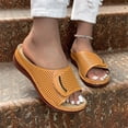 thumbnail image 2 of asddcavvf Ladies Summer Fashion Solid Colour Hollow Out Open Toe Breathable Slope Heel Outside Wear, 2 of 6