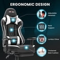 thumbnail image 4 of JONPONY Big and Tall 500lbs Gaming Chair with Bluetooth Speakers, Gamer Chair with Footrest and Lumbar Support & 360-Swivel Seat, Ergonomic Gamer Chair with Headrest, White, 4 of 9