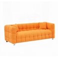 thumbnail image 3 of Modern Minimalist Orange Teddy Fleece 80-Inch Sofa for Living Room with 2 Throw Pillows & Sturdy Hardware Foot Support, 3 of 7
