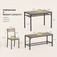 thumbnail image 2 of Dining Table Set for 4, Lofka 4 Pieces MDF Kitchen Table with Chairs and Bench Set, Storage Rack, for Dining Room & Small Spaces, Gray, 2 of 6