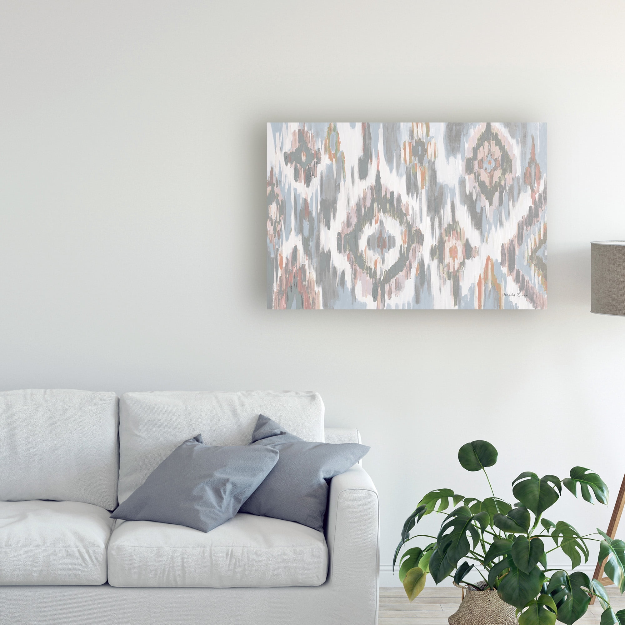 Trademark Fine Art 'Ikat Jewel I blush grey' Canvas Art by Farida Zaman