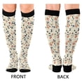 thumbnail image 4 of FORMRS Womens Knee High Socks Casual Long Thick Travel Daily Wear, 2 Pairs, Beige Leaves Plaid, 4 of 6