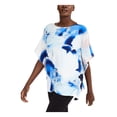 thumbnail image 3 of ALFANI Womens Blue Printed Dolman Sleeve Scoop Neck Top S, 3 of 4