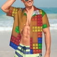 thumbnail image 7 of Susaid Colorful Building Blocks A Print Short Sleeve Shirts Button Down Casual Shirts Summer Beach Aloha Button Down Short Sleeve for Men ,Small, 7 of 7