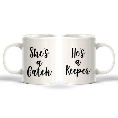 She's A Catch / He's A Keeper (2 Pack) 11oz Plastic Coffee Mug