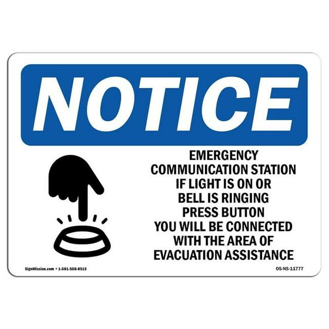 SignMission OS-NS-A-1218-L-11777 12 x 18 in. OSHA Notice Sign - Emergency Communication Station