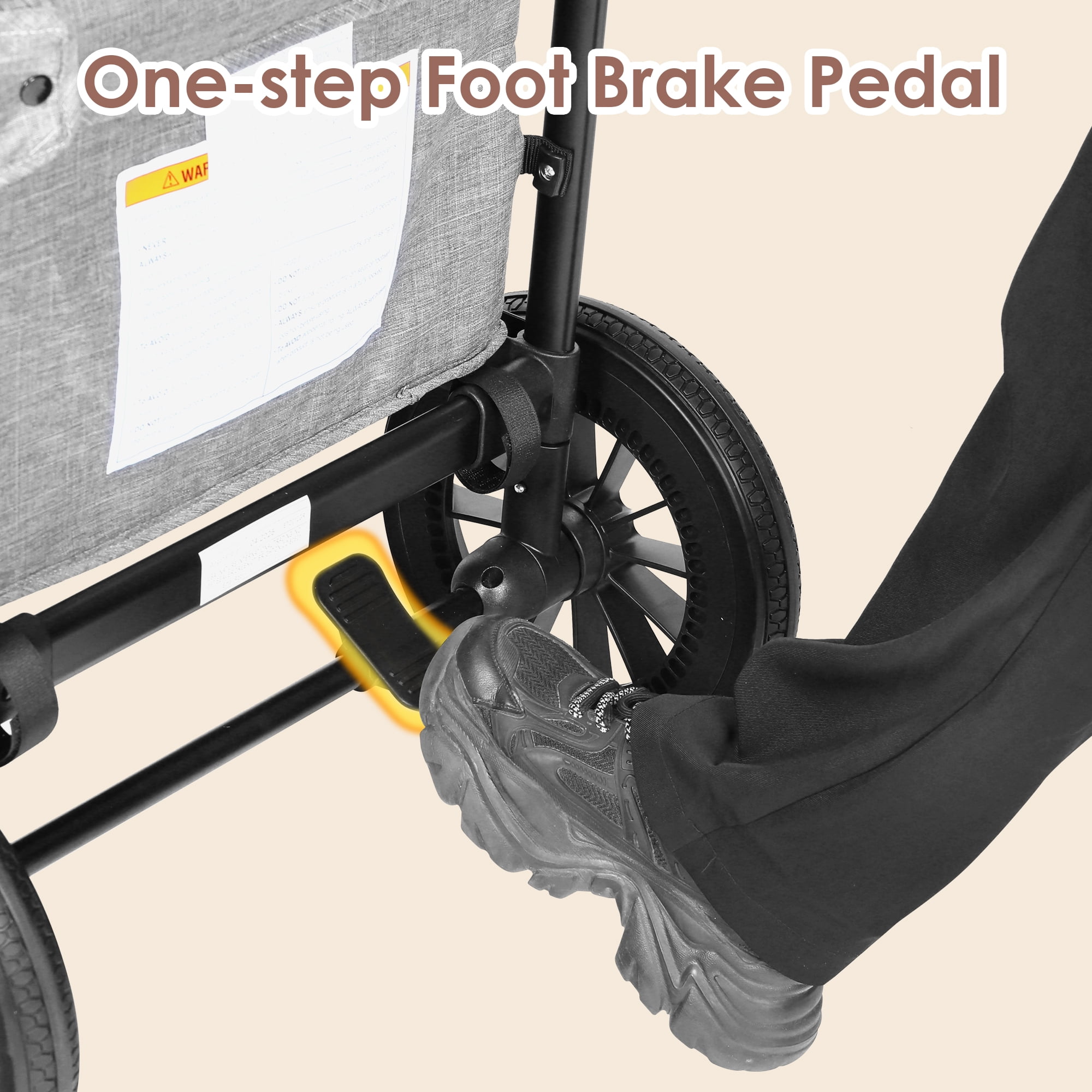 AILEEKISS Collapsible Wagon Stroller for 2 Toddlers with Adjustable Canopy, 44 Pounds, Grey