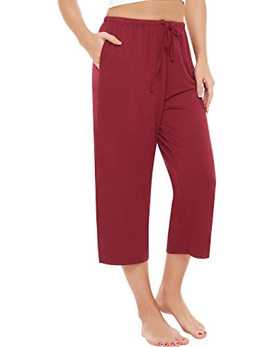 GYS Women's Knit Capri Pajama Pants with Pocket Comfy Bamboo Lounge Pants Sleepwear 