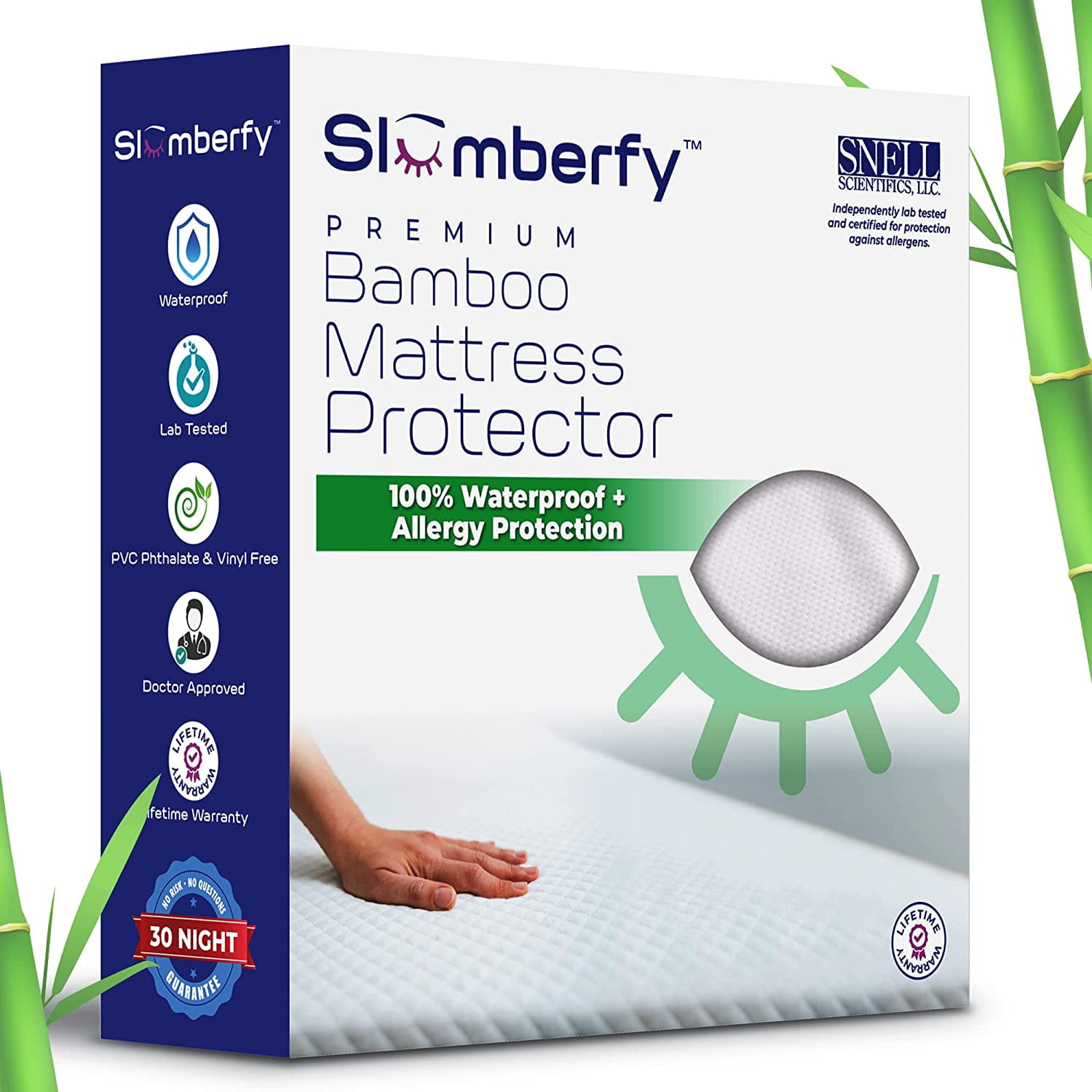 Slumberfy Waterproof Bamboo Mattress Protector Hypoallergenic