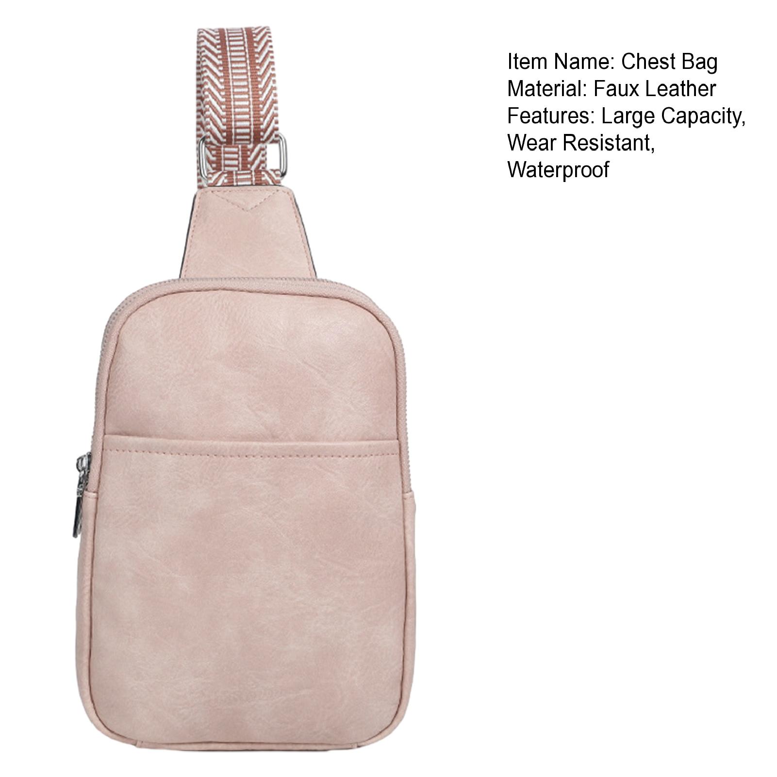 ruhuadgb Crossbody Fanny Pack with Zipper Large Capacity Wear Resistant Faux Leather Small Sling Bag Chest Bag for Women