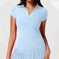 thumbnail image 4 of Wensltd Women Casual Tops Short Sleeve Soft Lightweight Comfortable Tops Solid Color Lapel Shirts, 4 of 5