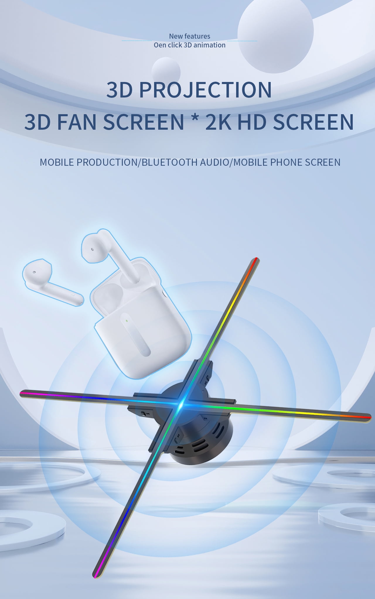 3D Animation Video Projector Naked-eye Holographic 3D Projector for Shop Trade Show Exhibition Shopping Mall Holiday ,High-Brightness