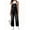 Black, variant on Women's Casual Loose Denim Work Pants Bib Adjustable Shoulder Strap Wide Leg Capri Denim Jumpsuit