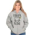 thumbnail image 5 of Cat Lady Forever Alone Funny Cynical Zip Hoodie Sweatshirt Women Brisco Brands S, 5 of 5
