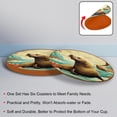 thumbnail image 4 of Sea Lion 6pcs Round Microfiber Leather Drink Coasters, 11x11 cm/4.3x4.3 in, Set of 6 Absorbent Coasters for Drinks, Coasters for Table, Furniture From Water Marks and Scratches, 4 of 6