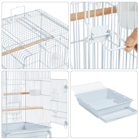 Yaheetech 47-inch Play Top Bird Cage w/ Detachable Rolling Stand, White