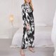 thumbnail image 3 of Balery Floral Cow Silhouette Conjunto de Pijama con Estampado para Mujer, Conjunto de Dos Piezas con Manga Larga, Ropa de Dormir Suave con Bolsillos, Pijamas Cómodos-Small, 3 of 7