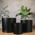 thumbnail image 4 of Olenna Textured Ceramic Horizontal Pot Set of 3 – Decorative Indoor Planter Pots for Home & Garden, Small Medium Large Ceramic Plant Pot ( Black), 4 of 9