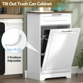 thumbnail image 4 of 10 Gallon Tilt Out Kitchen Trash Can Cabinet, Wooden Garbage Can Cabinet with Storage Drawer, Hidden Laundry Hamper Holder for Washing Room, White, 4 of 14