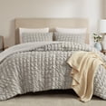 thumbnail image 4 of Mainstays King Comforter Set, All-Season, 3-Piece, Grey Puffy Seersucker, 4 of 10