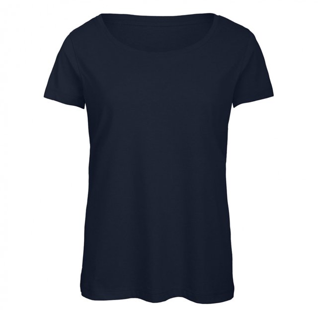 B&C - Camiseta de manga corta de algodón orgánico TriBlend para mujer (Azul real)