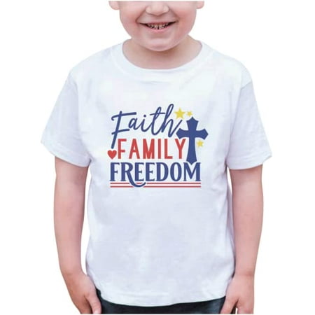 

7 ate 9 Apparel Kids Patriotic 4th of July Shirt - Faith Family Freedom White T-Shirt 6 Months