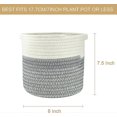 thumbnail image 2 of Cotton Rope Basket, 2020cm Foldable Woven Baskets With Handle Storage Basket, Plant Basket For Flowerpot Cotton Stand Home Decor White+grey, 2 of 5