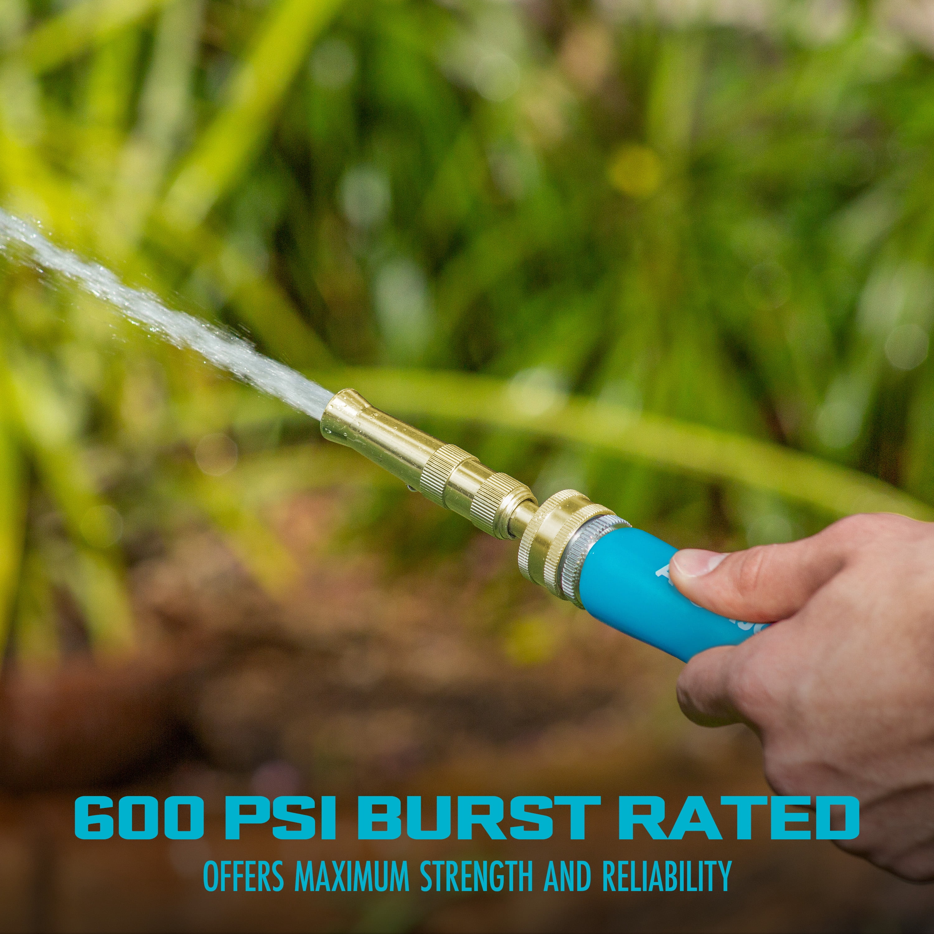 Aqua Joe 25ft Ultra Flexible Kink-Free Fiberjacket Garden Hose, Metal Fittings
